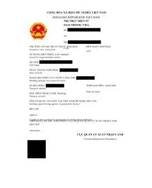 XIN VISA NHẬP CẢNH VÀO VIỆT NAM